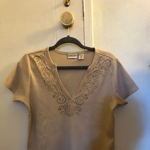 Chico's Sparkly Short Sleeve Shirt - Size 2